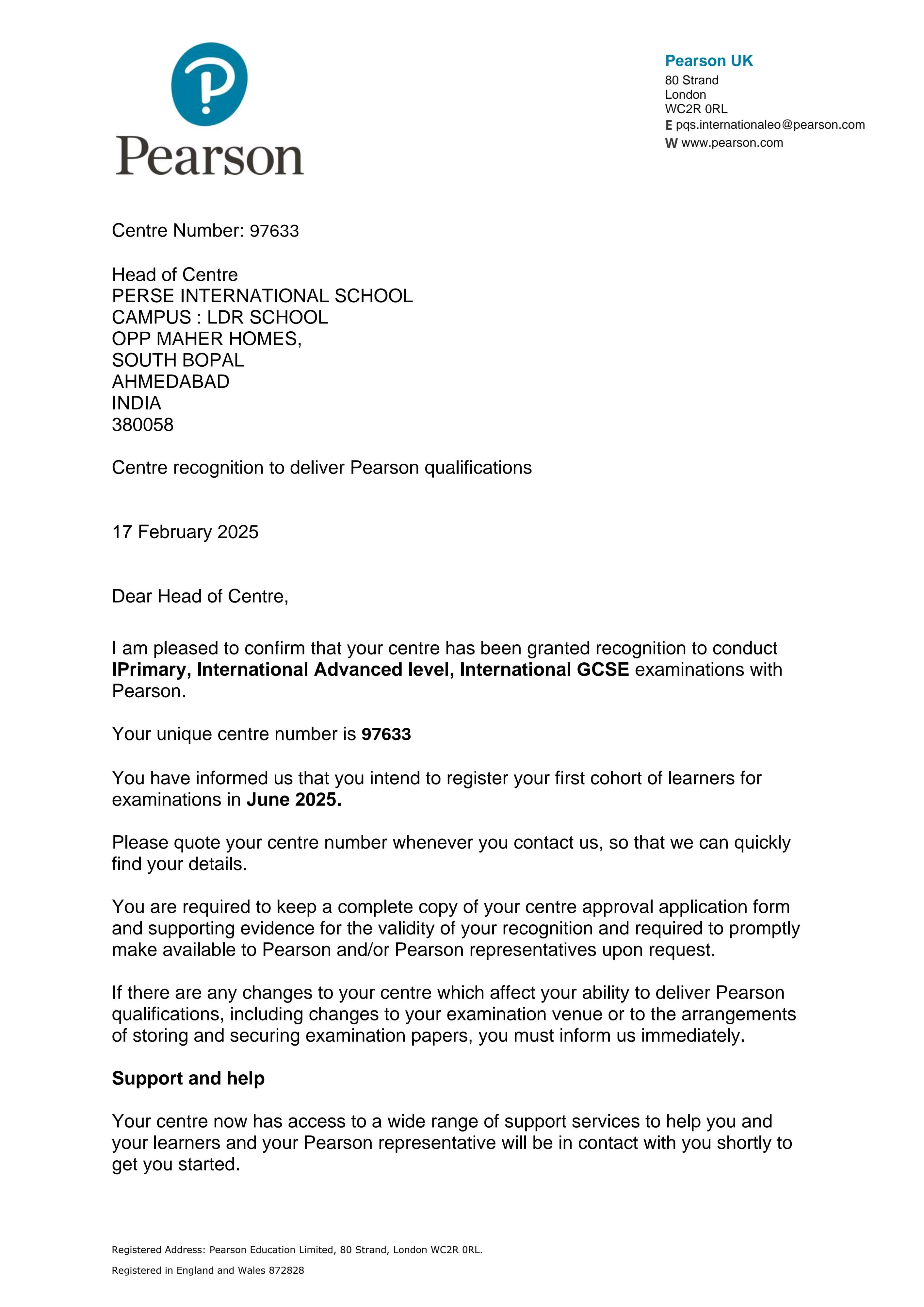 Academic Approval Certificate Front